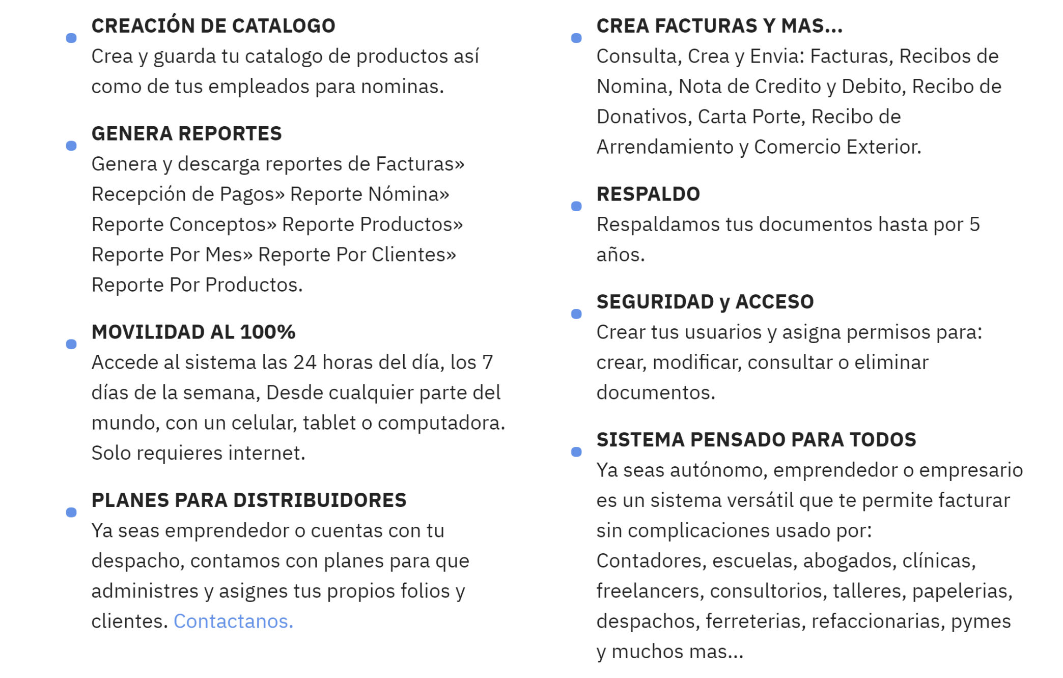 caracteristicas facturacion electronica